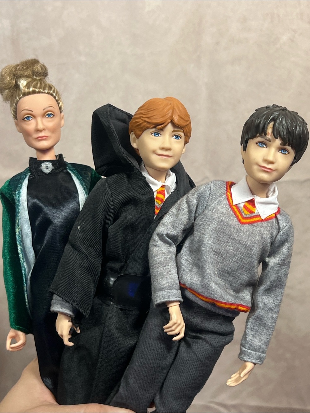 Harry Potter Mattel Doll Lot of 3 Harry Ron McGonagall Wizarding World